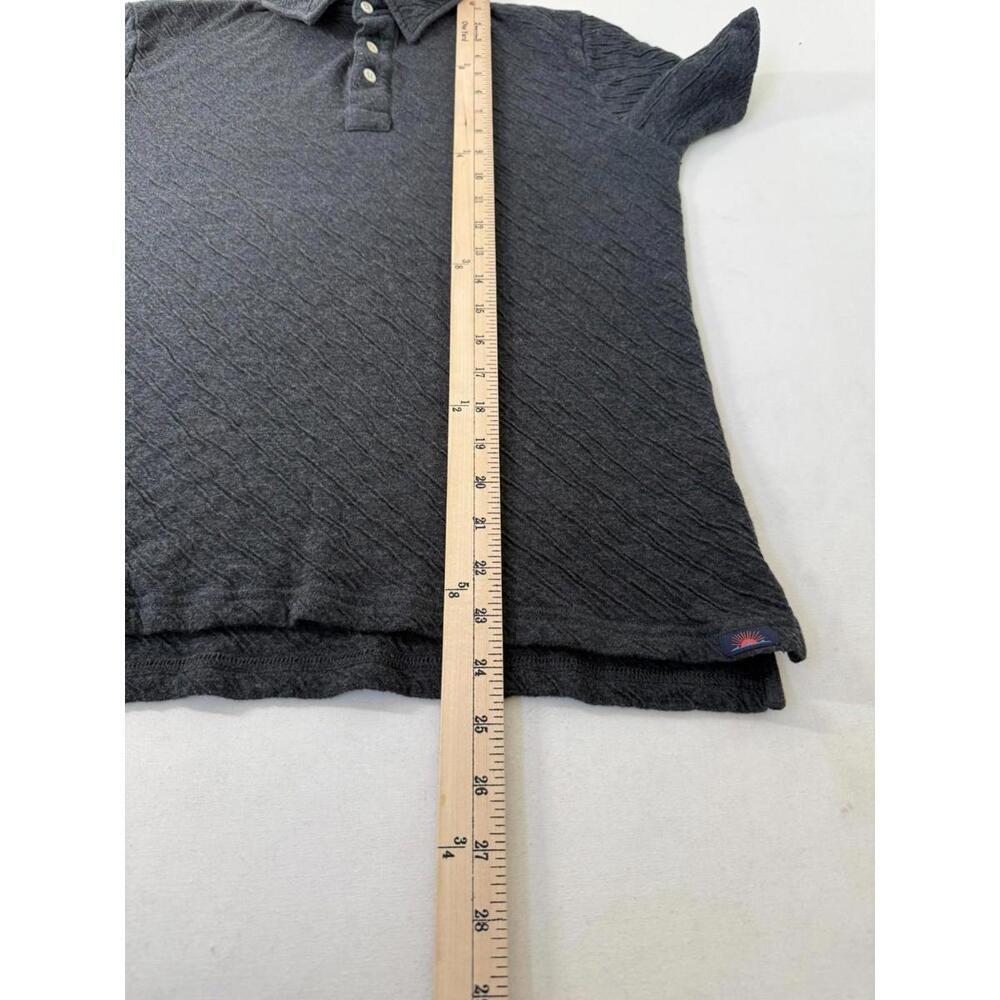 Faherty Cloud Cotton Polo Shirt Mens Medium Gray Peru Soft Pima Modal Crinkle - Picture 5 of 5